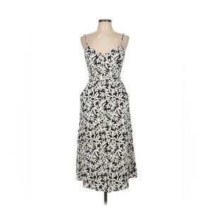 41 Hawthorn Black and White Leaf Print Midi Dress